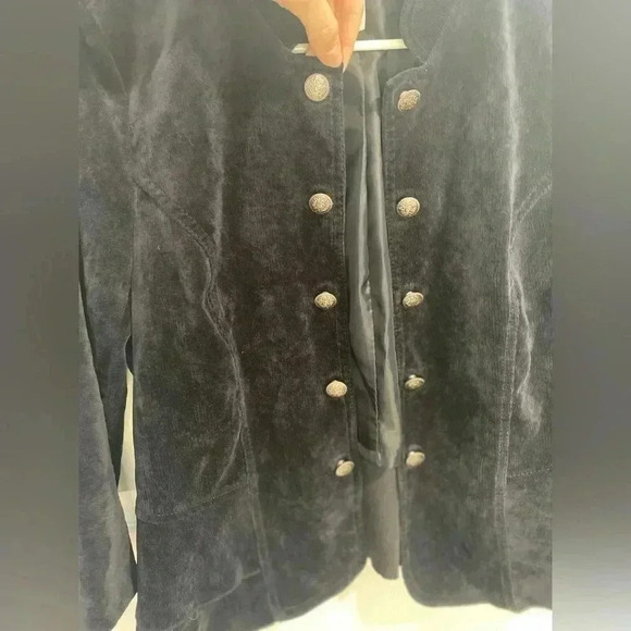 Open Front Double-Breasted Blazer Navy Blue Soft Corduroy 3/4 Sleeve Size Medium - Picture 4 of 9